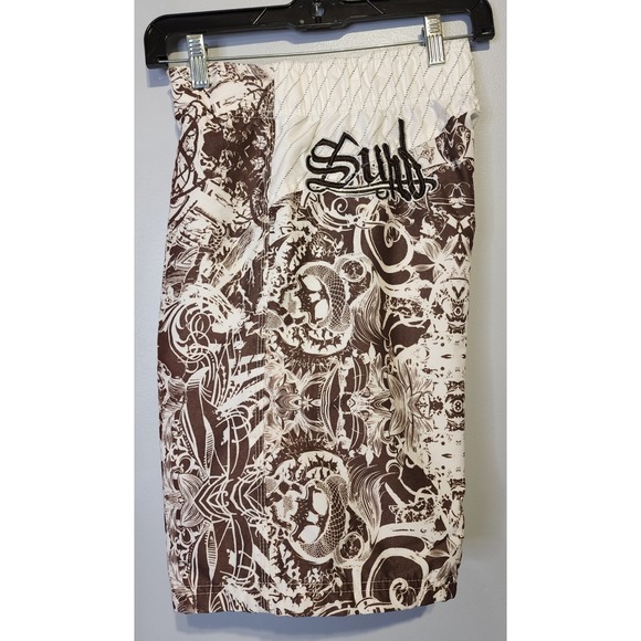 Pacific & Co Swim Trunks Men Small Brown‎ All Over Print Drawstring Boardshorts - Picture 4 of 12